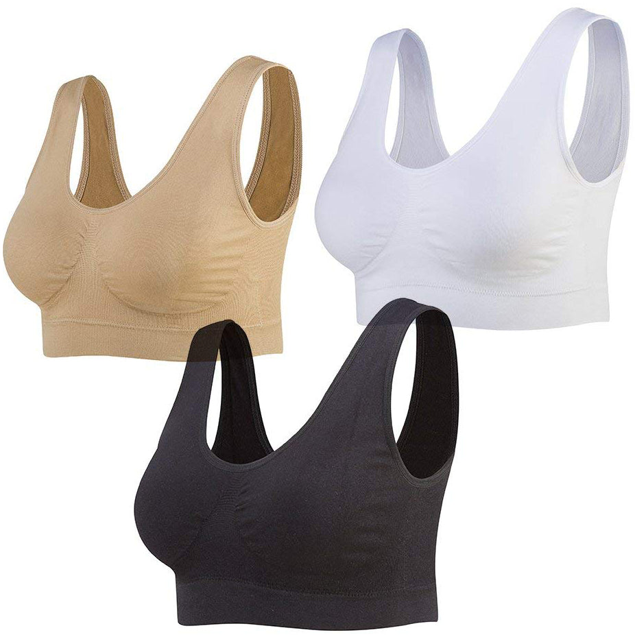 Genie Bra Womens 6 Pack - Wireless Bra for Women, Solid Color Seamless Bra  - 3 Beige, 3 Brights - Size M at  Women's Clothing store